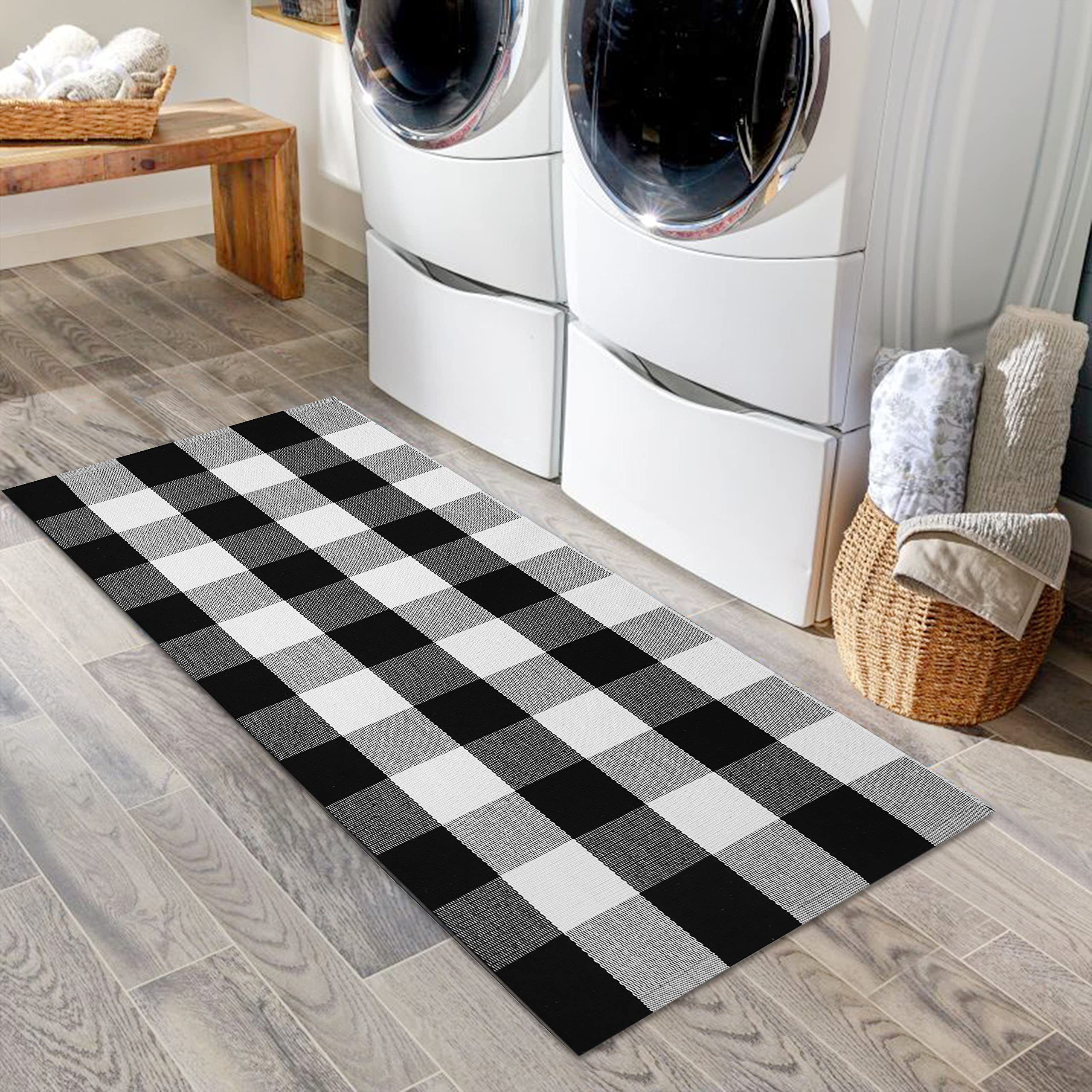 Foto 5 pulgar | Alfombra Iohouze Buffalo Cuadros 60x110 Cm Negro y Blanco - Venta Internacional