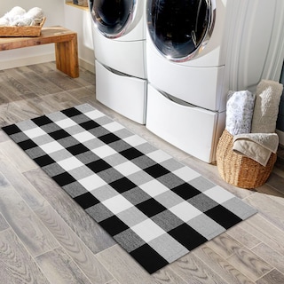 Foto 4 | Alfombra Iohouze Buffalo Cuadros 60x110 Cm Negro y Blanco - Venta Internacional