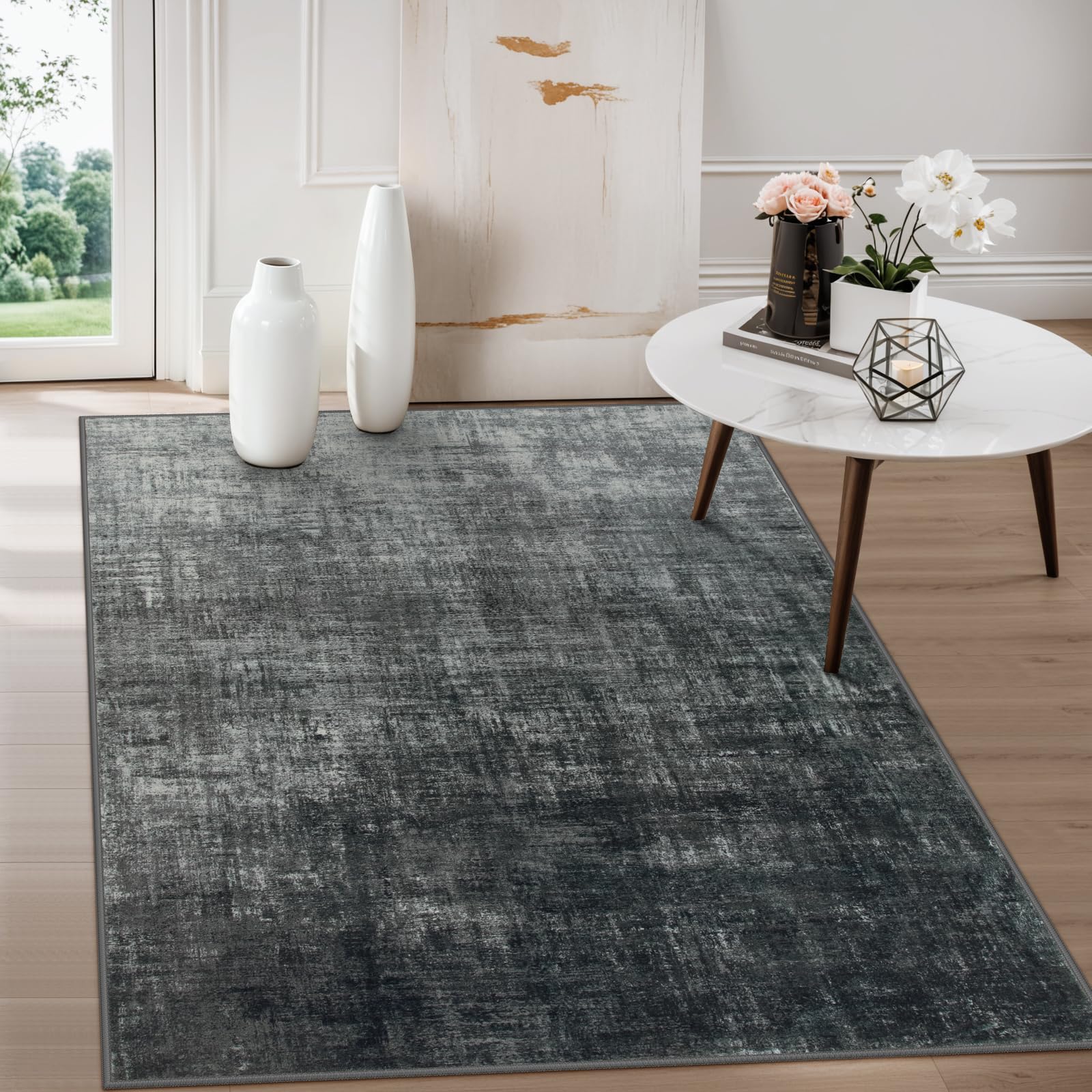 Foto 1 | Alfombra Lahome Negra Moderna Abstracta Degradada 90 x 150 cm - Venta Internacional