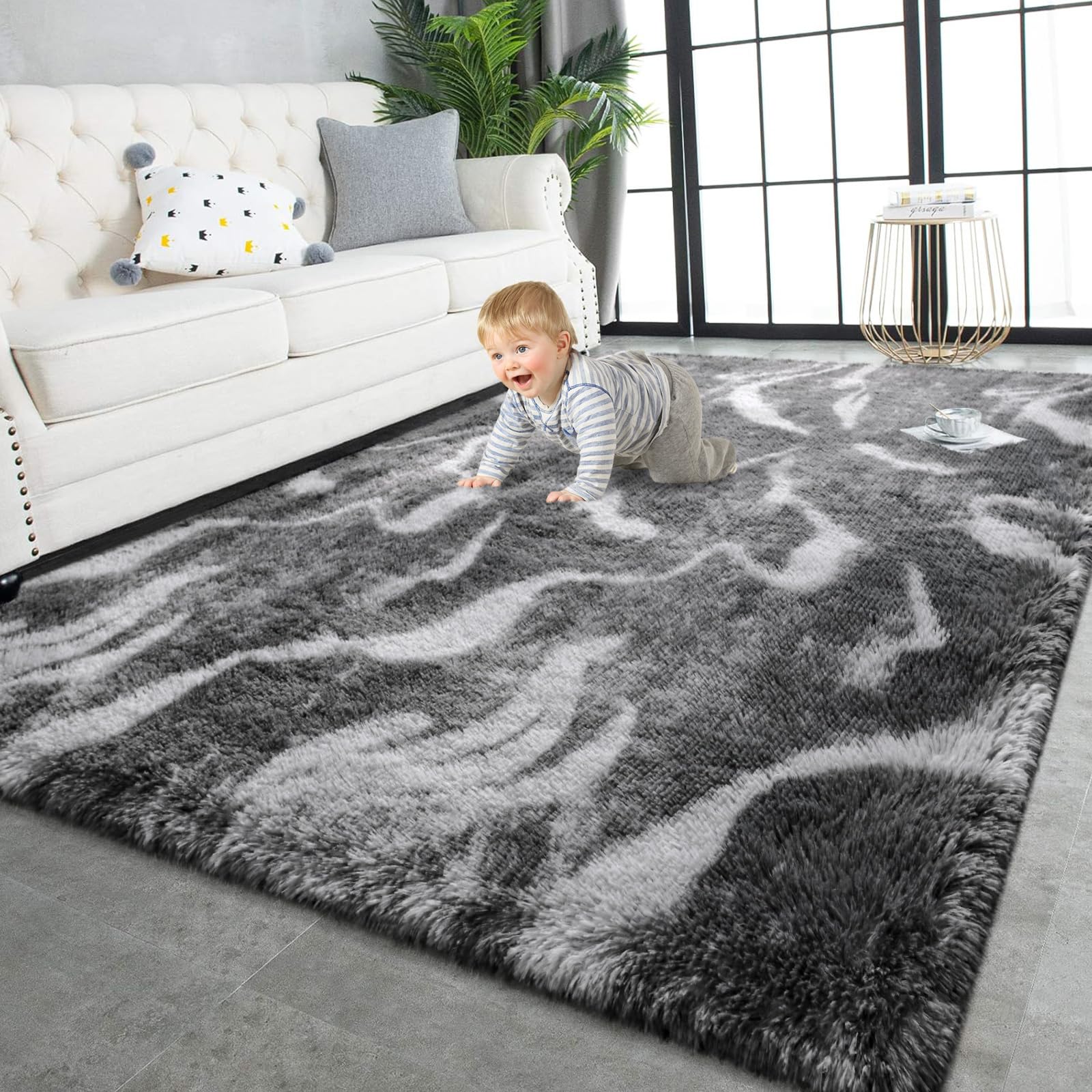 Alfombra Twinnis Super Soft Shaggy 150 x 240 cm Gris - Venta Internacional