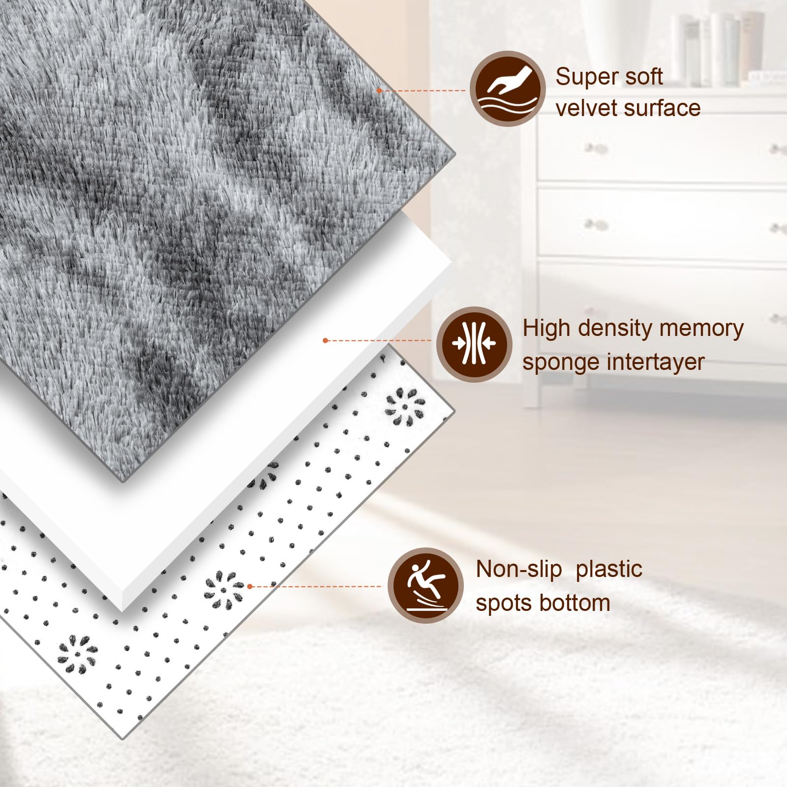 Foto 3 pulgar | Alfombra Twinnis Super Soft Shaggy 150 x 240 cm Gris  - Venta Internacional