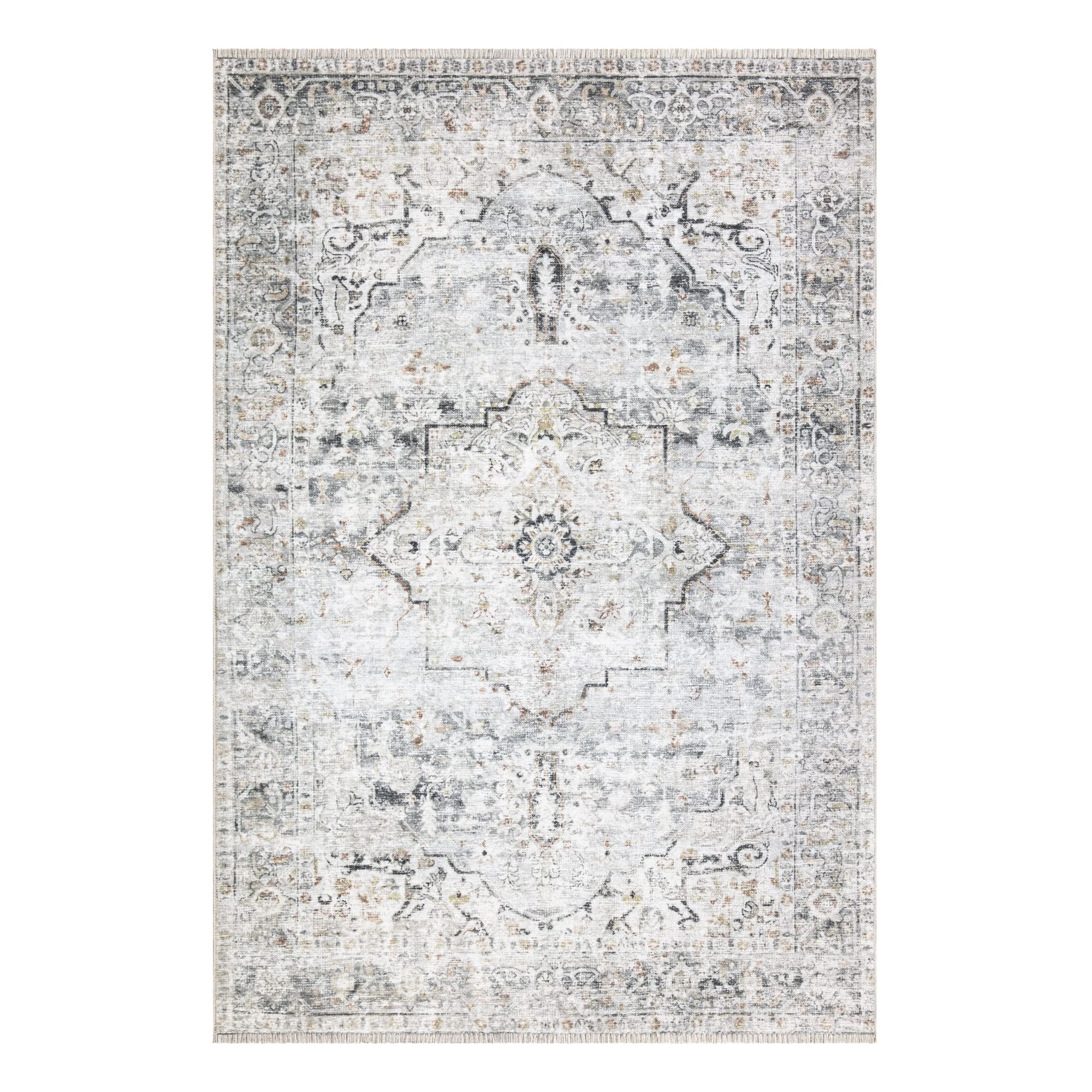 Foto 3 pulgar | Alfombras Area Rug Bloom, Lavables, Antideslizantes, 60 X 90 Cm, Color Marfil, Gris Y Caramelo - Venta Internacional.