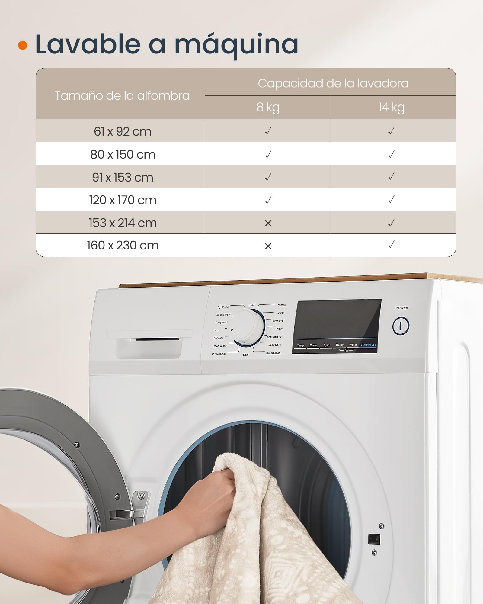 Foto 5 pulgar | Tapete Songmics Home Mtar024k01 61 x 92 cm Beige