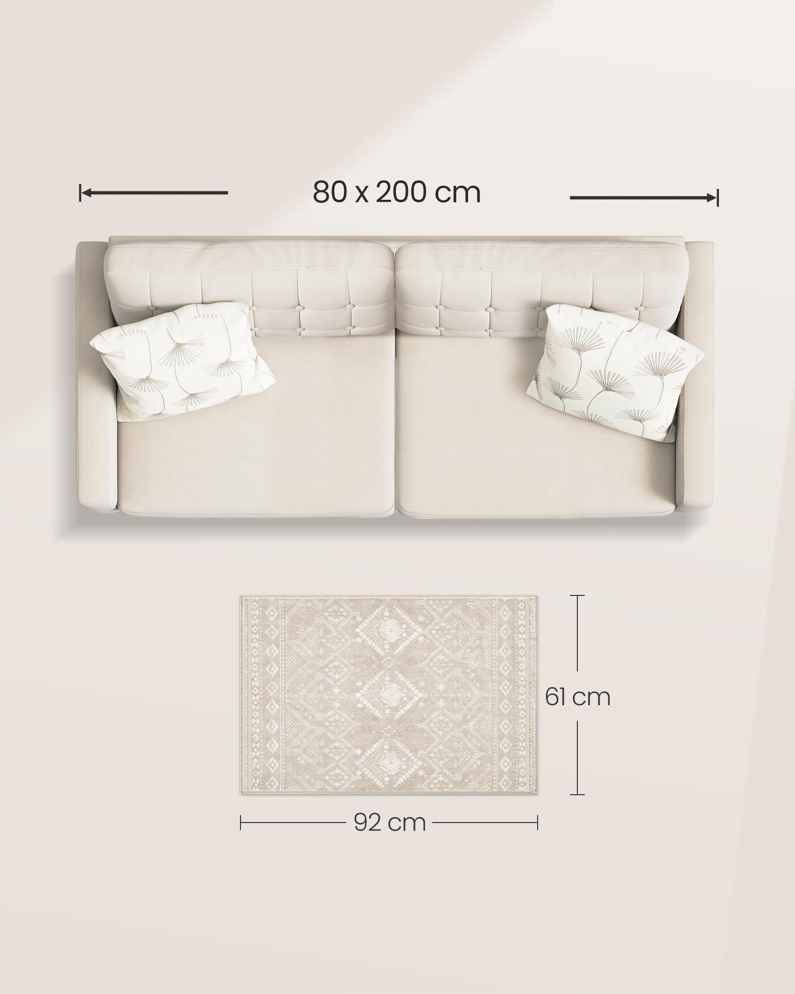 Foto 7 pulgar | Tapete Songmics Home Mtar024k01 61 x 92 cm Beige