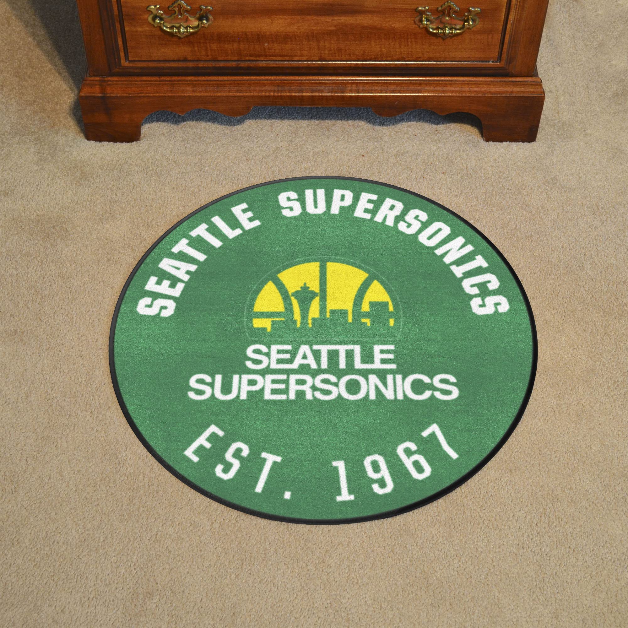 Foto 3 pulgar | Alfombra Fanmats Nba Retro Seattle Supersonics Redonda De 69 Cm - Venta Internacional.