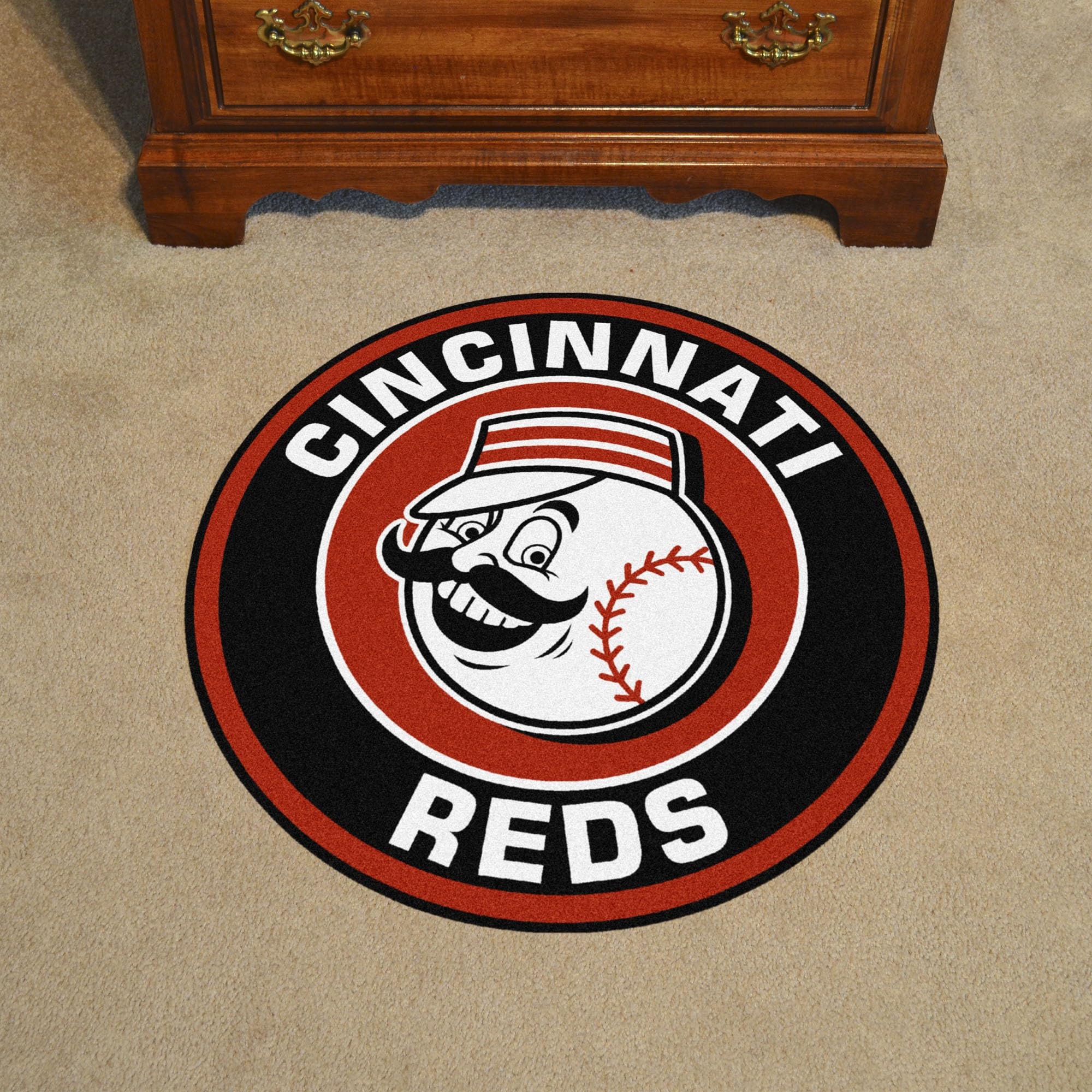 Foto 2 pulgar | Alfombra Redonda De Nailon Cincinnati Reds De 27 Cm De Diámetro - Venta Internacional.