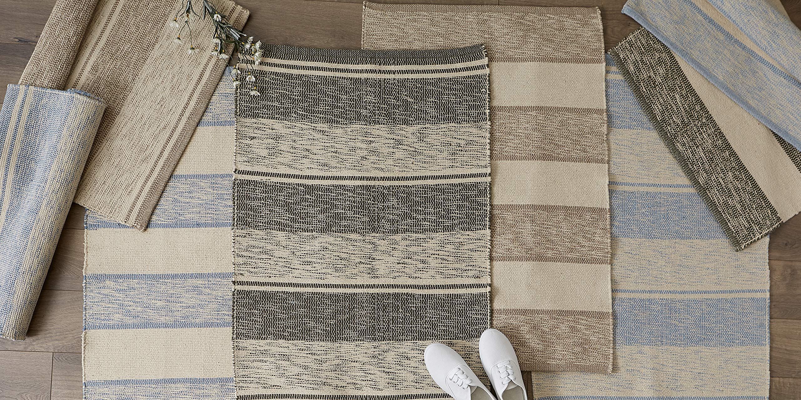 Foto 7 pulgar | Set De Alfombras Tejidas Dii  Rayas Marrones  60 X 90 Cm- Venta Internacional.