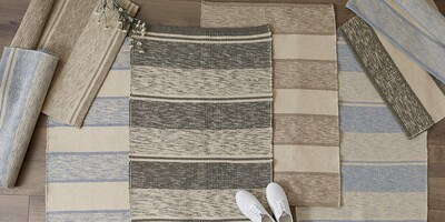 Foto 6 | Set De Alfombras Tejidas Dii Rayas Marrones 60 X 90 Cm- Venta Internacional.