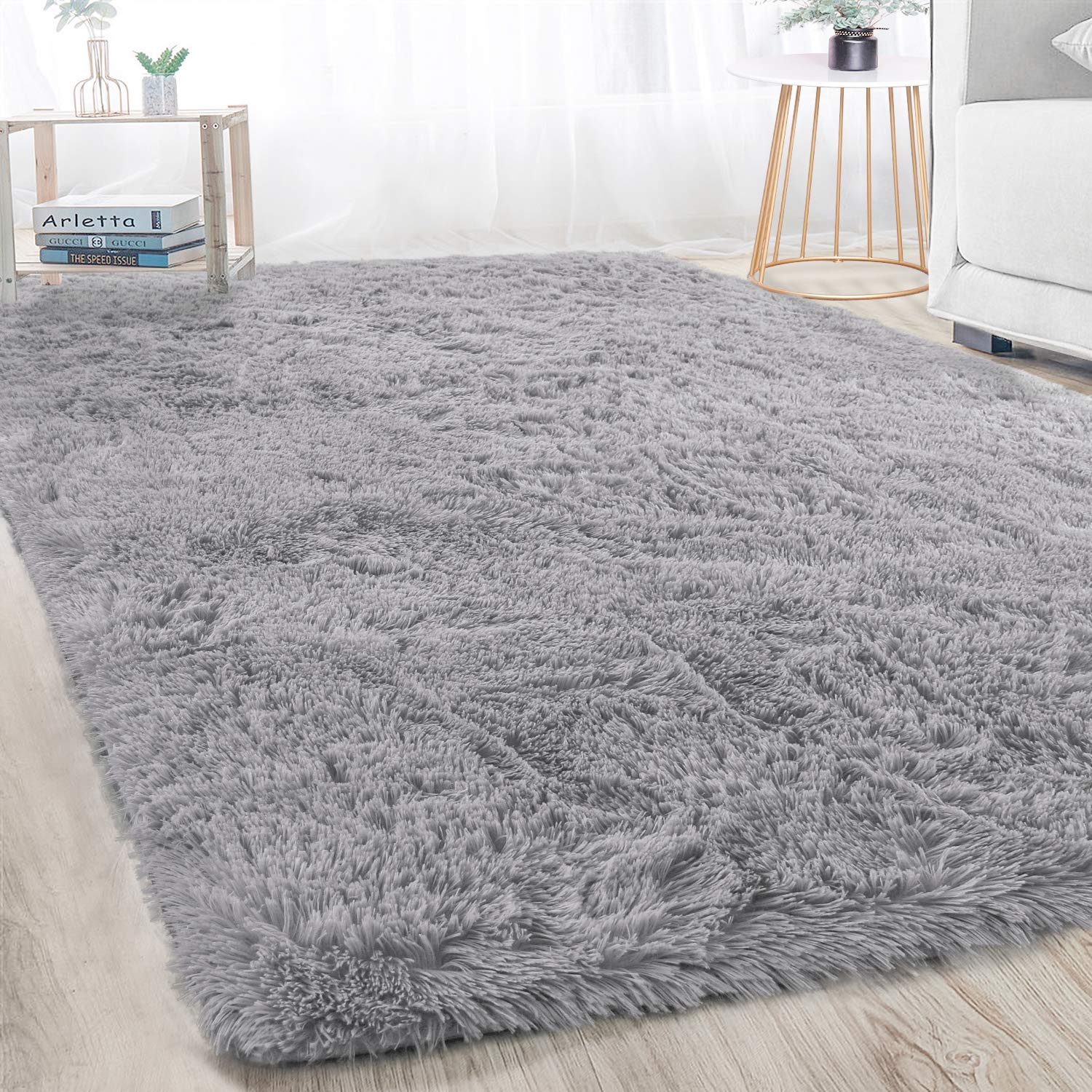 Foto 2 pulgar | Alfombra Merelax  Moderna  Suave Y Esponjosa  Peluda  120 X 180 Cm  Color Gris - Venta Internacional.