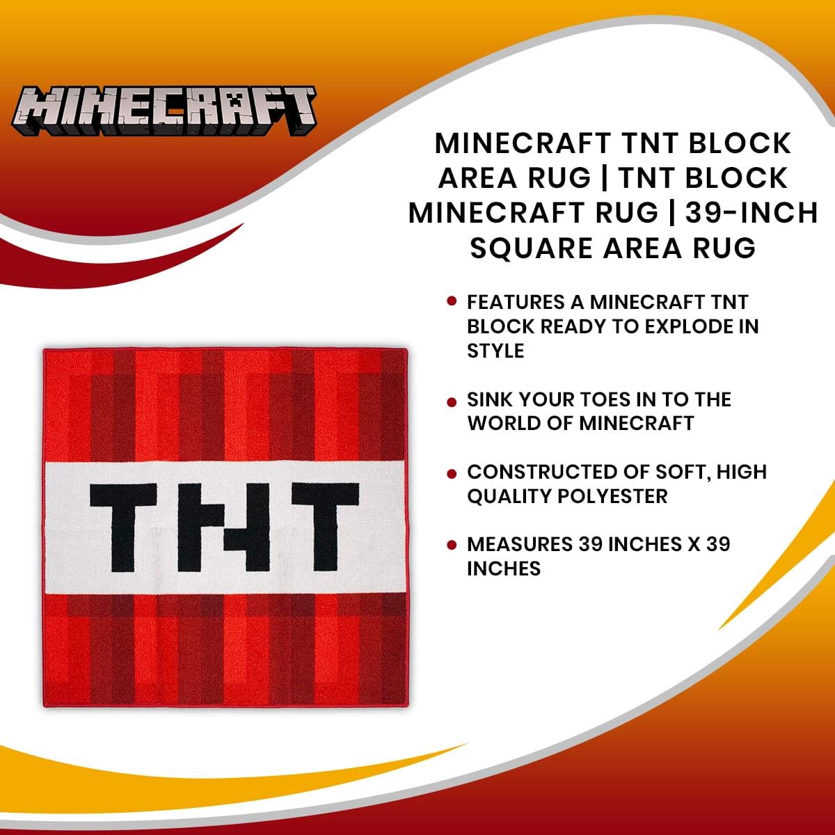 Foto 8 pulgar | Alfombra Con Diseño De Bloques Tnt De Minecraft De 1 M Cuadrados - Venta Internacional.