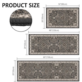 Foto 3 | Juego De Alfombras De Cocina De Imitación De Cachemir Verde Oscuro Antideslizante - Venta Internacional.