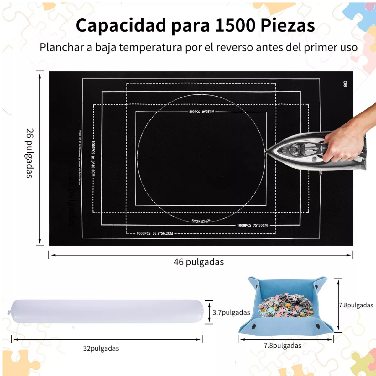 Foto 3 pulgar | Tapete De Rompecabezas Enrollable Para 500 1000 1500 Piezas Eo Safe Imports Esi-18867 Negro