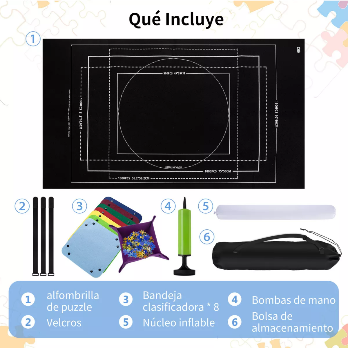 Foto 3 | Tapete De Rompecabezas Enrollable Para 500 1000 1500 Piezas Eo Safe Imports Esi-18867 Negro