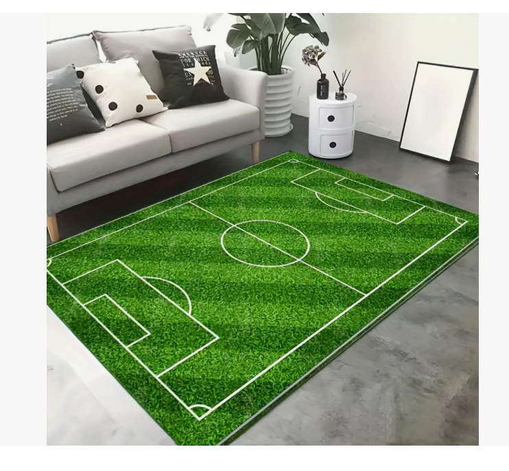 Foto 1 | 80x120cm Alfombra Salón Fútbol Césped Antidesliz Simplicidad