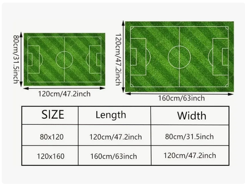 Foto 3 pulgar | 80x120cm Alfombra Salón Fútbol Césped Antidesliz Simplicidad