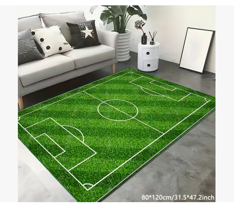 Foto 3 | 80x120cm Alfombra Salón Fútbol Césped Antidesliz Simplicidad