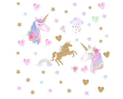 Foto 1 | Sticker Vinil Decorativo Para Pared Con Diseño De Unicornios