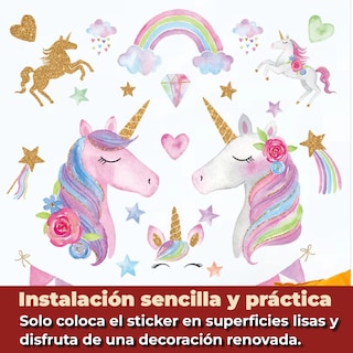 Foto 4 | Sticker Vinil Decorativo Con Diseño De Unicornios Para Pared