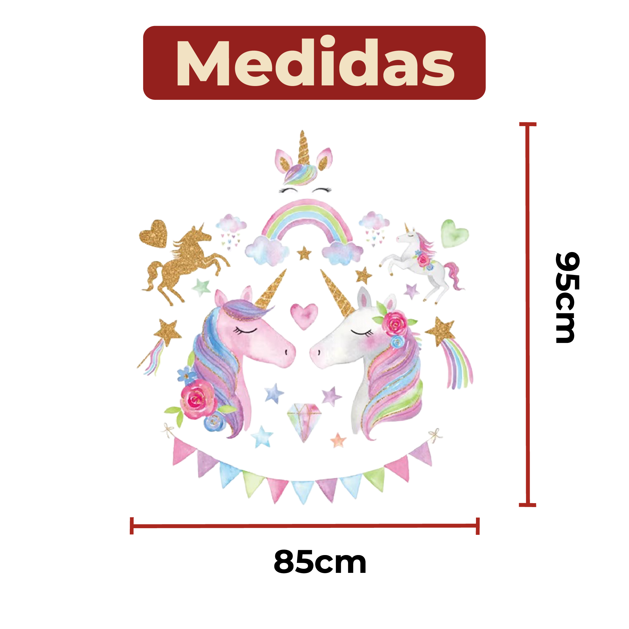 Foto 7 pulgar | Sticker Vinil Decorativo Con Diseño De Unicornios Para Pared