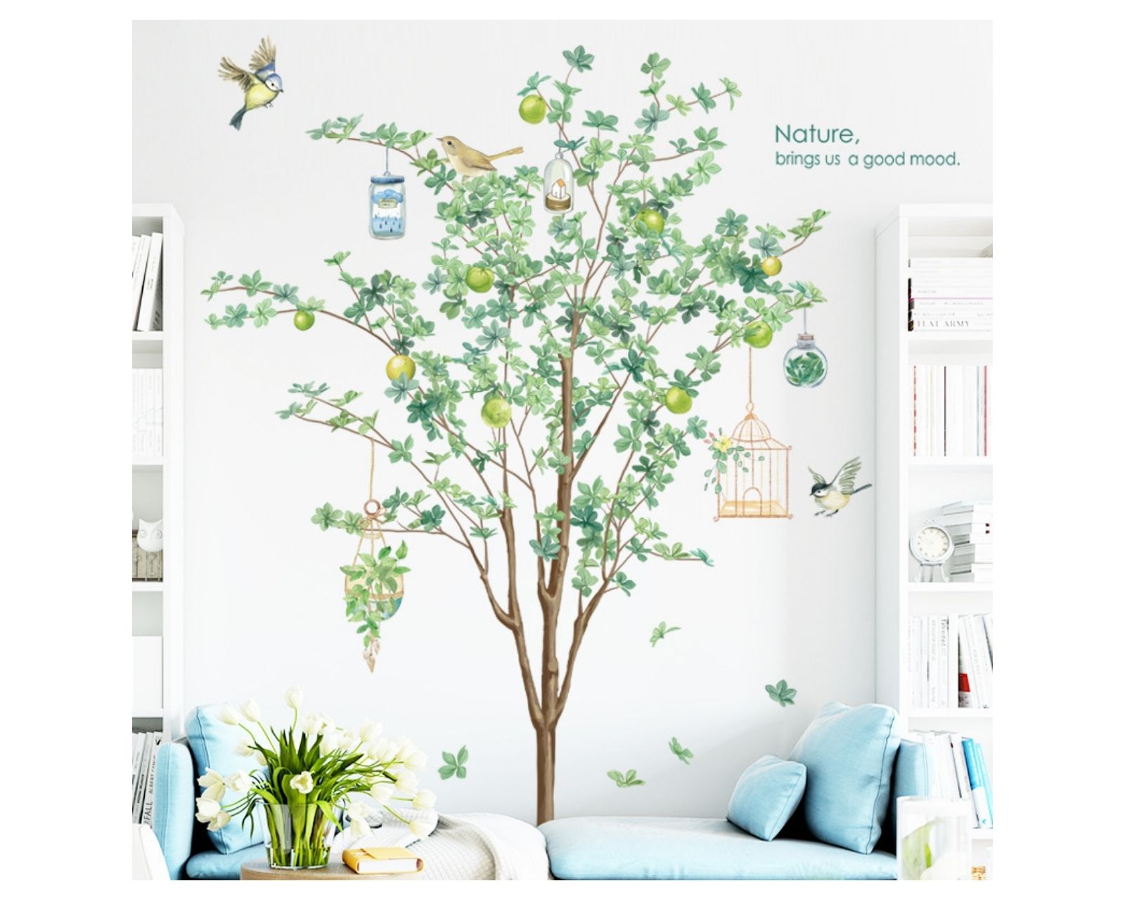 Foto 4 pulgar | Sticker Decorativo para Pared Genérico Diseño Árbol con Pájaros