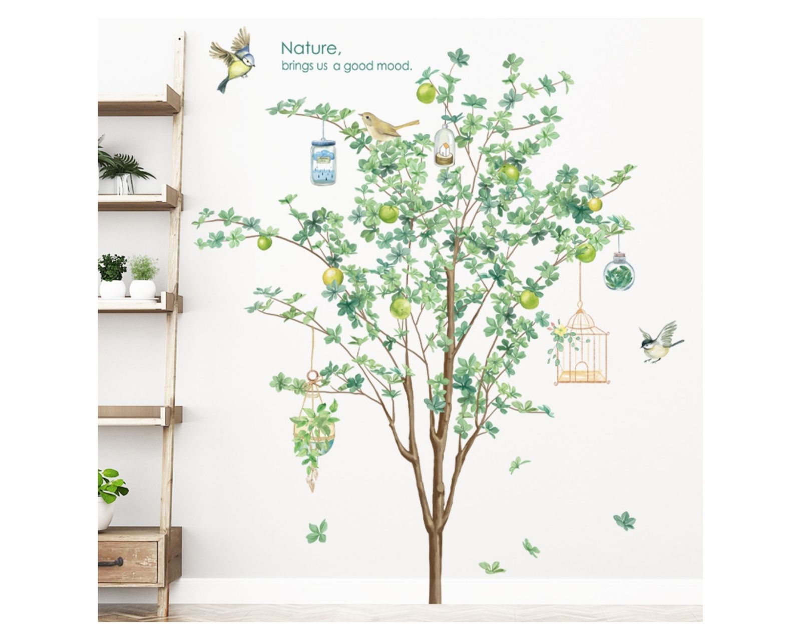 Foto 6 pulgar | Sticker Decorativo para Pared Genérico Diseño Árbol con Pájaros