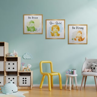 Foto 2 | Cuadros Paspartú Frames Dinosaurios Bebé Recamara Infantil 32 x 32 cm Dorado 3 Piezas
