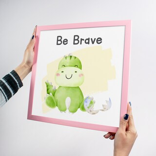 Foto 3 | Cuadros Paspartú Frames Dinosaurios Bebé Recamara Infantil 32 x 32 cm Rosa 3 Piezas
