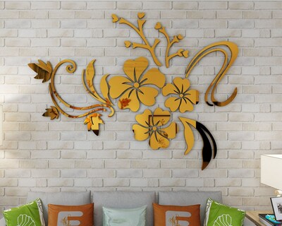 Foto 5 | Vinilo Decorativo Con Acabado De Espejo Con Diseño De Flores 165 X 125 Cm Color Oro