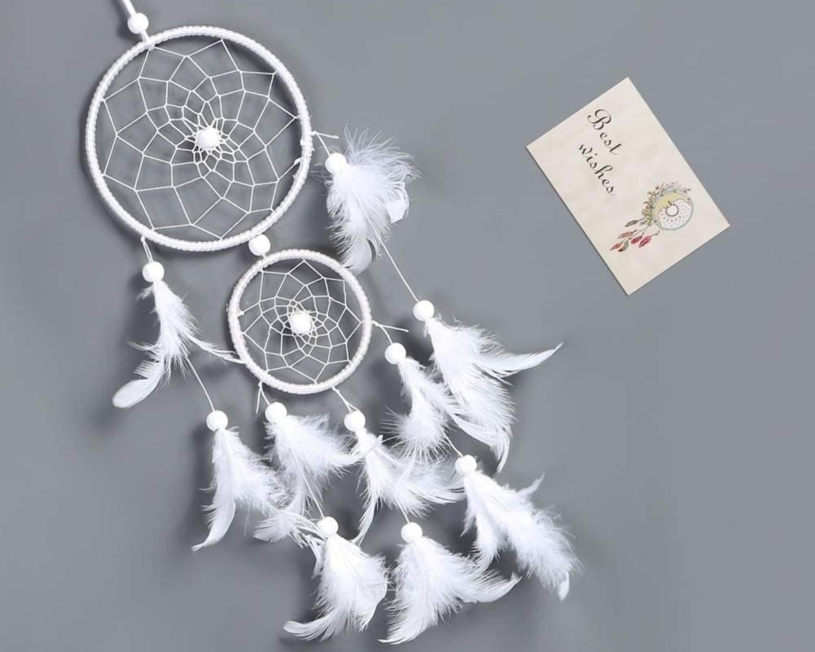 Foto 4 | Atrapasueño Colgante Decorativo Hecho a Mano con Pluma Tradicional de 2 Círculos