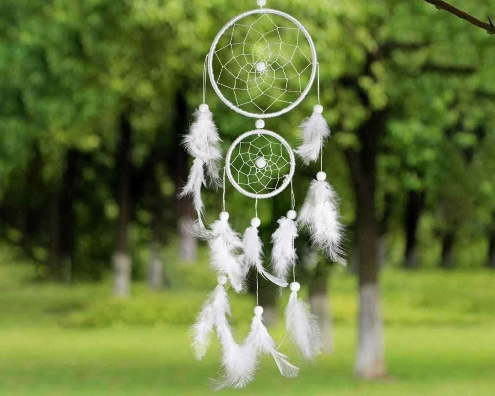 Foto 5 | Atrapasueño Colgante Decorativo Hecho a Mano con Pluma Tradicional de 2 Círculos
