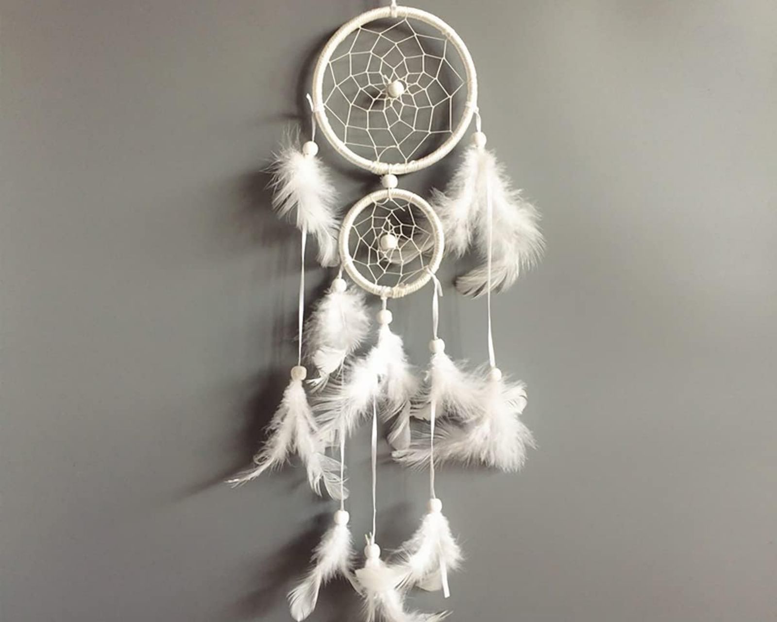 Foto 6 | Atrapasueño Colgante Decorativo Hecho a Mano con Pluma Tradicional de 2 Círculos