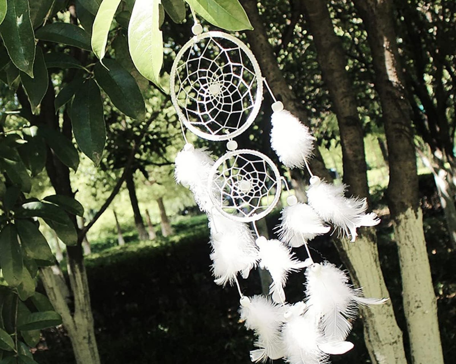 Foto 7 | Atrapasueño Colgante Decorativo Hecho a Mano con Pluma Tradicional de 2 Círculos