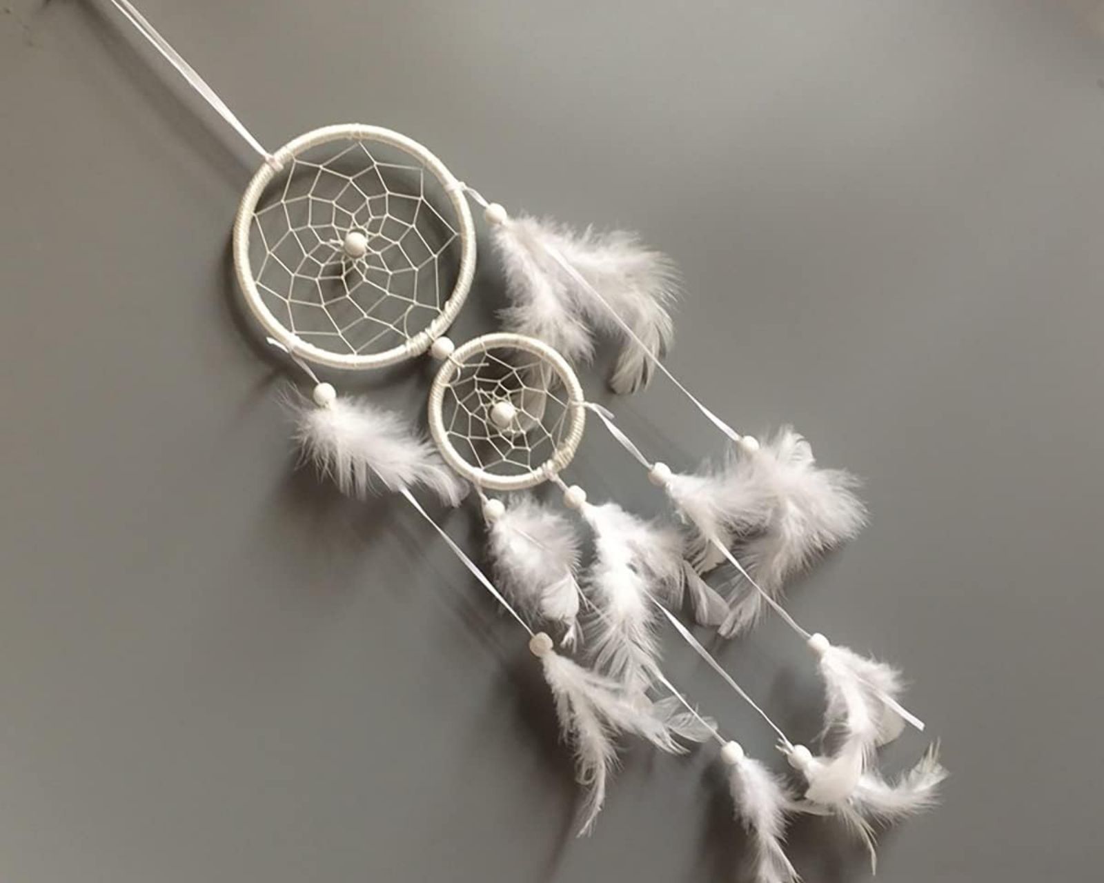 Foto 8 | Atrapasueño Colgante Decorativo Hecho a Mano con Pluma Tradicional de 2 Círculos
