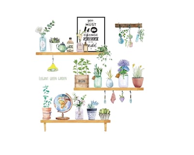Foto 1 | Sticker Vinil Decorativo para Pared con Diseño de Plantas en Estantes