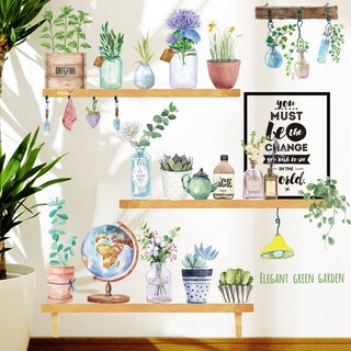 Foto 2 | Sticker Vinil Decorativo para Pared con Diseño de Plantas en Estantes
