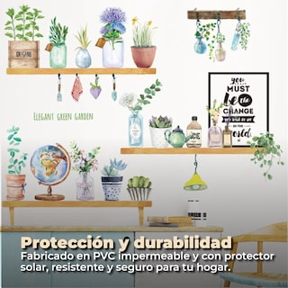 Foto 5 | Sticker Vinil Decorativo Con Diseño De Plantas En Estantes Para Pared