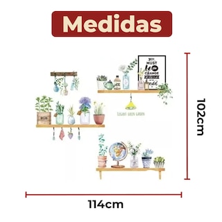 Foto 6 | Sticker Vinil Decorativo Con Diseño De Plantas En Estantes Para Pared