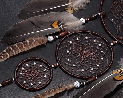 Foto 4 | Atrapasueño Colgante Decorativo de 3 Círculos con Pluma Tradicional