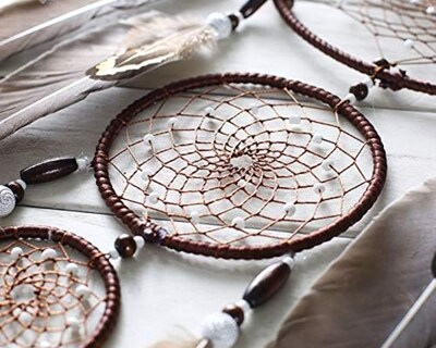 Foto 6 | Atrapasueño Colgante Decorativo de 3 Círculos con Pluma Tradicional