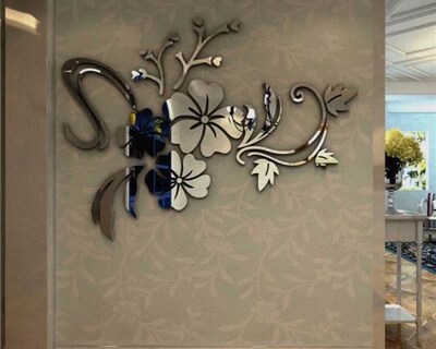 Foto 5 | Vinilo Decorativo Con Acabado De Espejo Con Diseño De Flores 100 X 75 Cm Color Plata