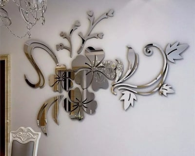 Foto 6 | Vinilo Decorativo Con Acabado De Espejo Con Diseño De Flores 100 X 75 Cm Color Plata