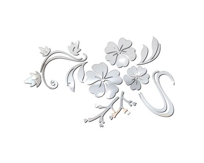 Foto 1 | Vinilo Decorativo con Acabado de Espejo con Diseño de Flores 100 X 76 Cm color Plata