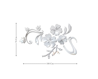 Foto 2 | Vinilo Decorativo con Acabado de Espejo con Diseño de Flores 100 X 76 Cm color Plata