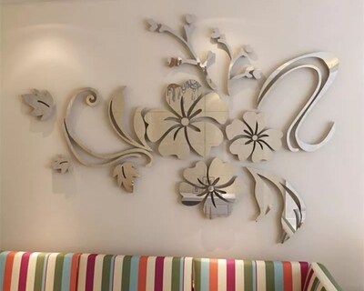 Foto 4 | Vinilo Decorativo con Acabado de Espejo con Diseño de Flores 100 X 76 Cm color Plata
