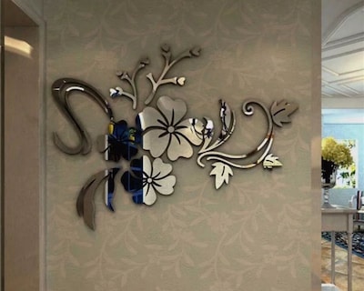 Foto 5 | Vinilo Decorativo con Acabado de Espejo con Diseño de Flores 100 X 76 Cm color Plata