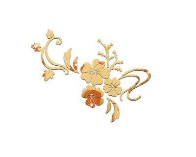 Foto 1 | Vinilo Decorativo Con Acabado De Espejo Con Diseño De Flores 100 X 75 Cm Color Oro