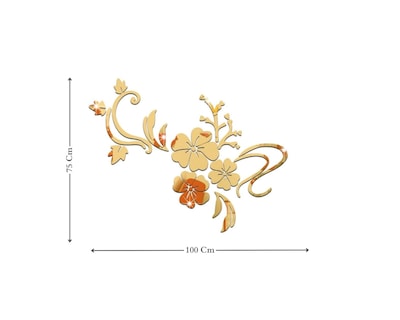 Foto 2 | Vinilo Decorativo Con Acabado De Espejo Con Diseño De Flores 100 X 75 Cm Color Oro