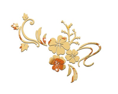 Foto 3 | Vinilo Decorativo Con Acabado De Espejo Con Diseño De Flores 100 X 75 Cm Color Oro