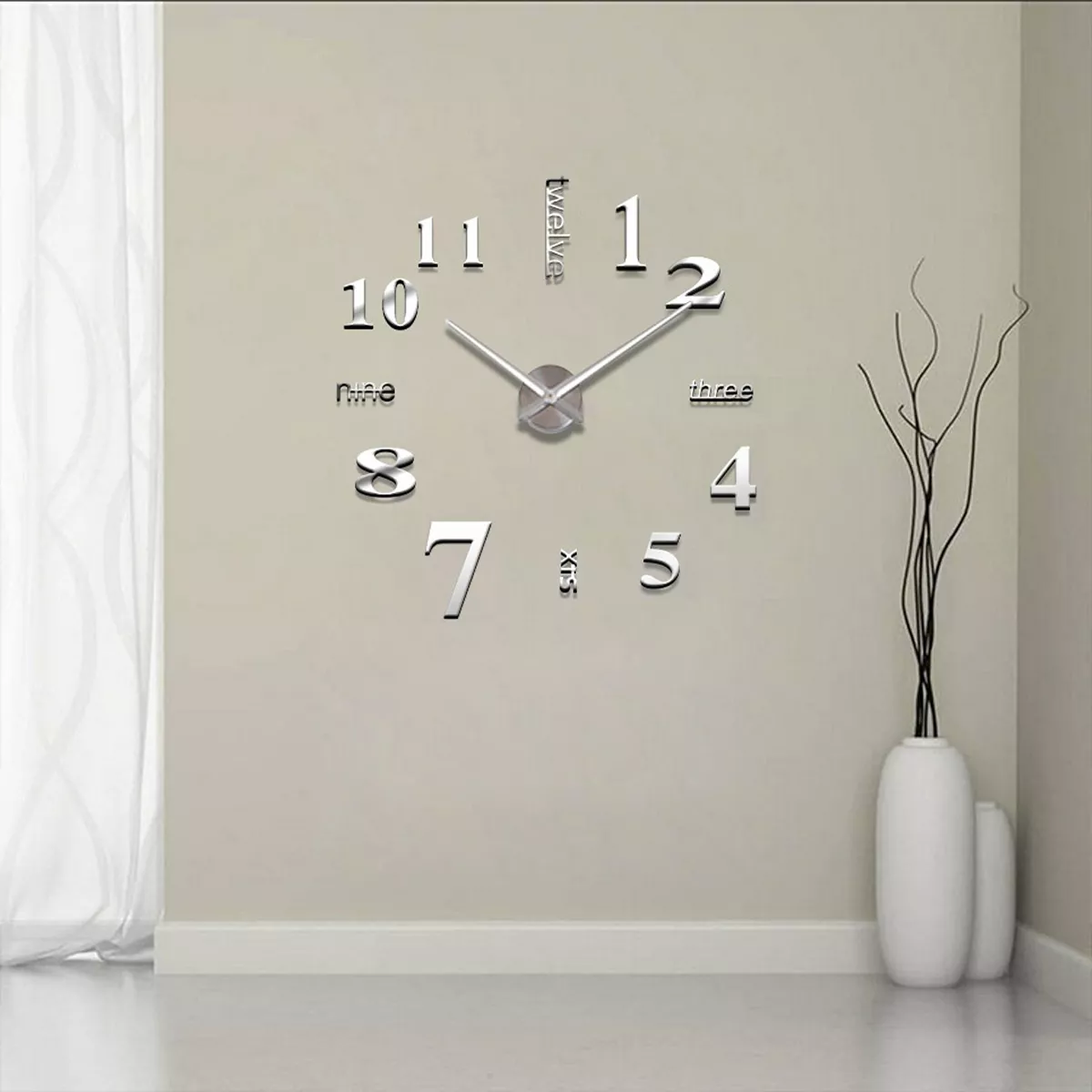 Foto 4 pulgar | Vinilo Decorativo con Acabado de Espejo con Diseño de Reloj color Plata