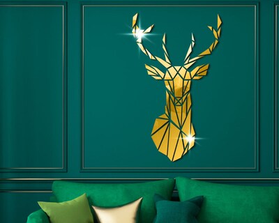 Foto 2 | Vinilo Decorativo con Acabado de Espejo con Diseño de Ciervo color Oro
